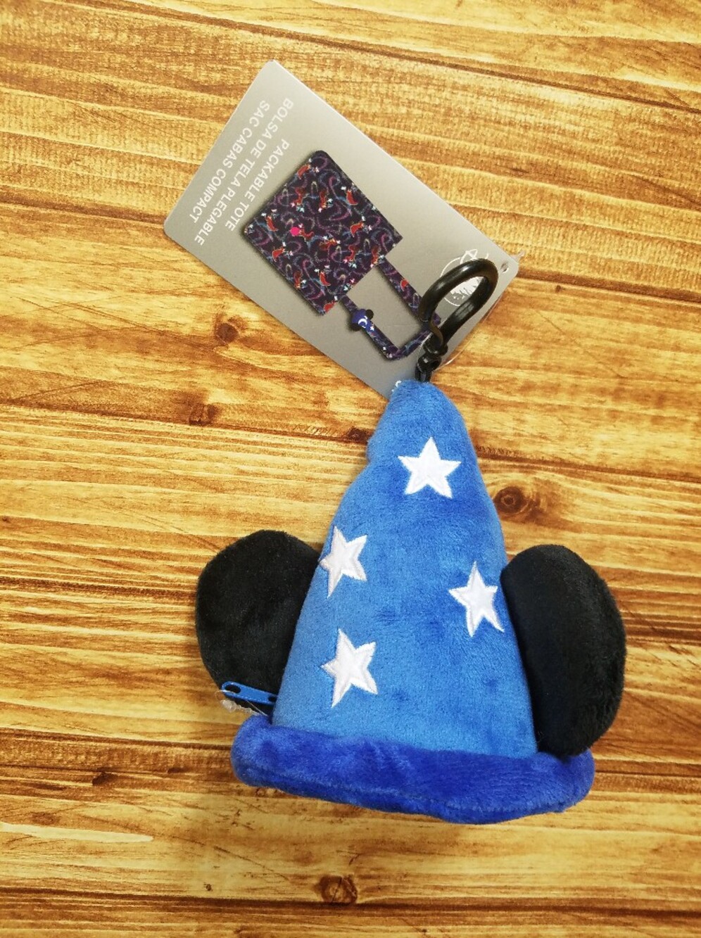 NWT Disney Parks Sorcerer Mickey Mouse Hat Reusable Tote Bag Bag Charm Clip - Picture 4 of 7